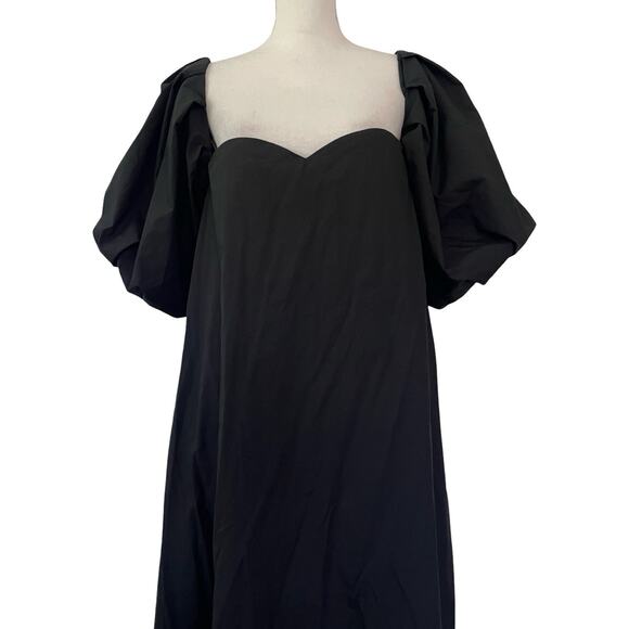 Banana Republic Puff Sleeve Maxi Dress Size 14 Black Low Back Wedding Event NWT - Picture 3 of 9